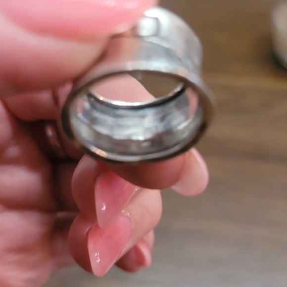 925 stamped silver ring with leaf pattern size 8 - Picture 3 of 4